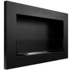 Bioethanol-Wandkamin 650 × 400 Slim – Schwarz mit Glasscheibe