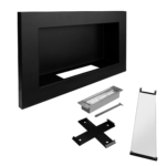 Bioethanol-Wandkamin 650 × 400 Slim – Schwarz mit Glasscheibe