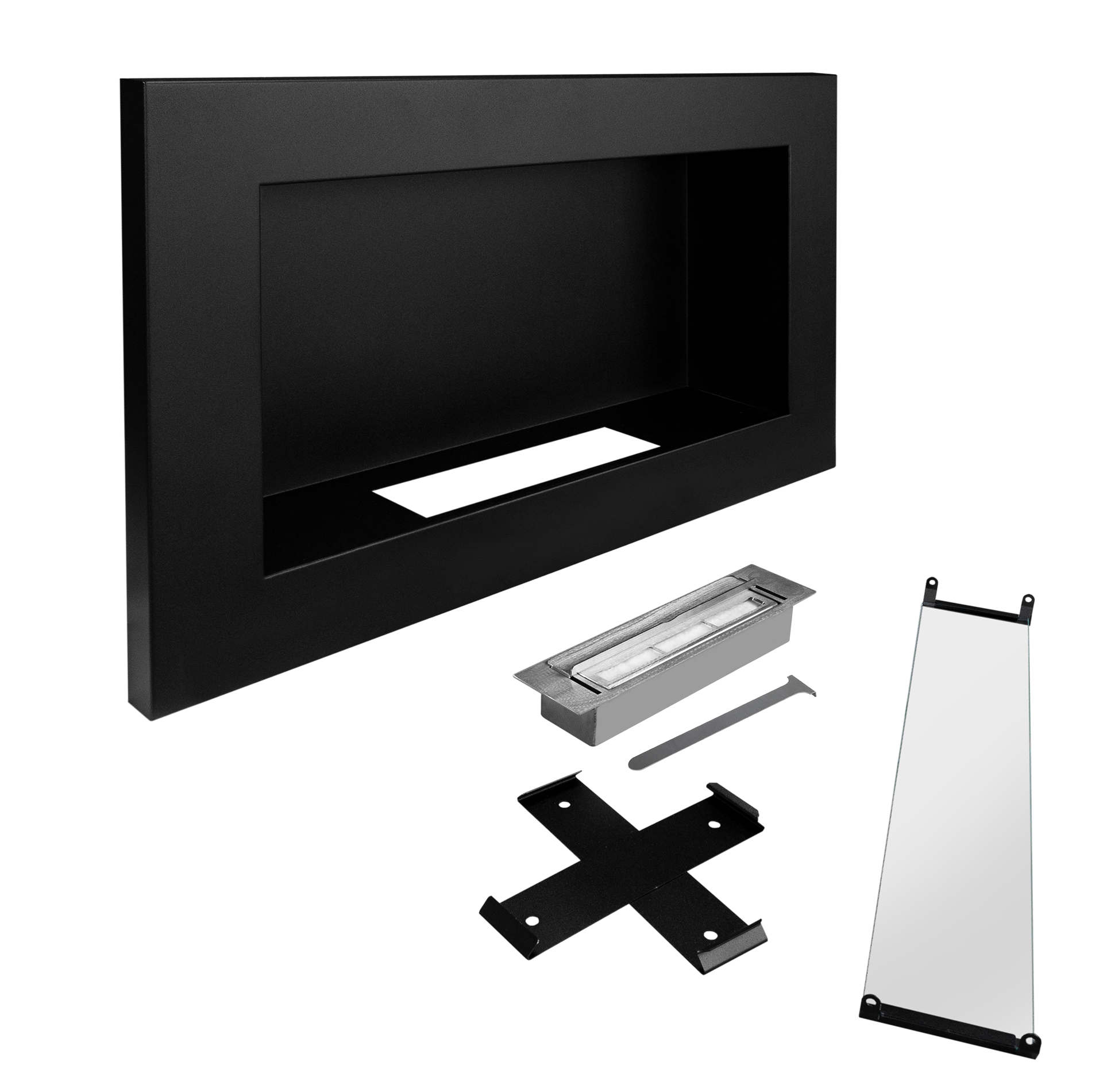 2217 Bio-Kamin 650x400 Slim Schwarz mit Glas