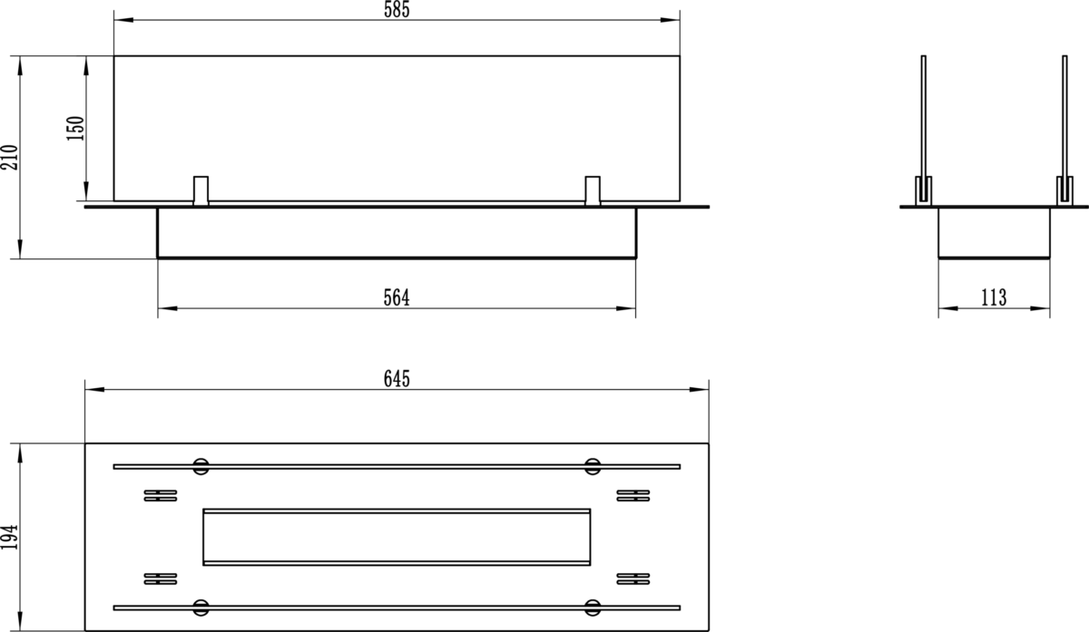 2363 EINBAU-EINSATZ 65CM SCHWARZ MIT GLÄSERN
