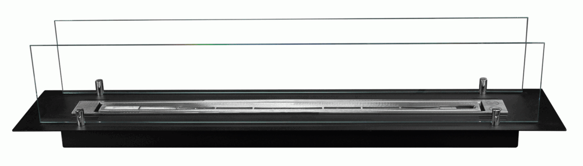 2404 Bio-Ethanol-Kamin für den Einbau, 100 cm, schwarz matt mit Gläsern