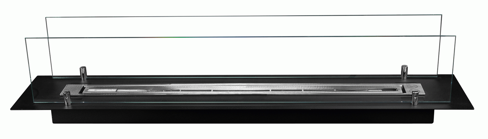 2404 Bio-Ethanol-Kamin für den Einbau, 100 cm, schwarz matt mit Gläsern
