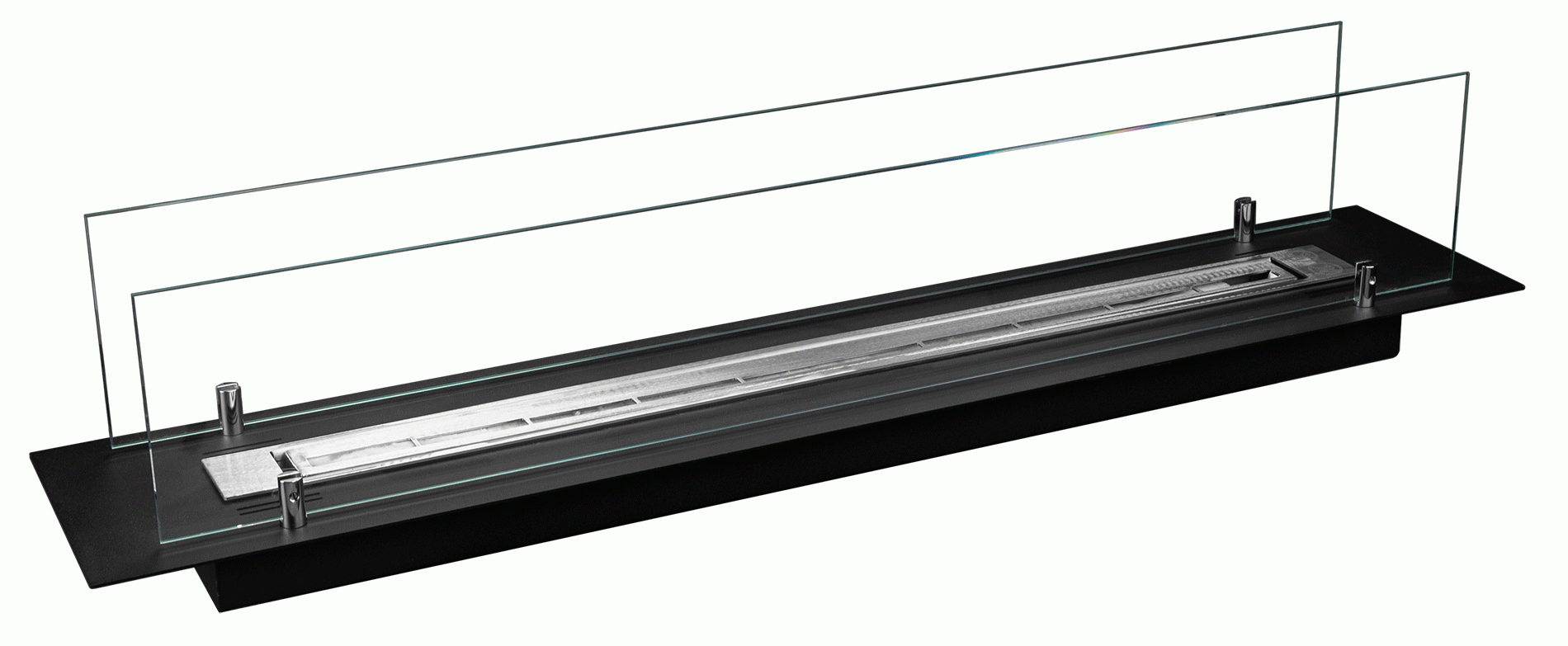 2405 Bio-Ethanol-Kamin für den Einbau, 100 cm, schwarz matt mit Gläsern