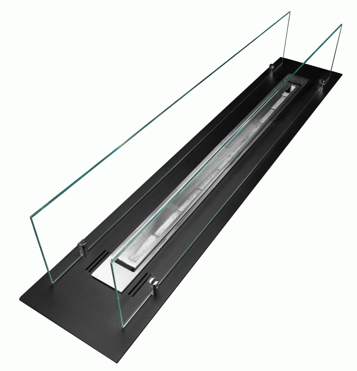 2406 Bio-Ethanol-Kamin für den Einbau, 100 cm, schwarz matt mit Gläsern