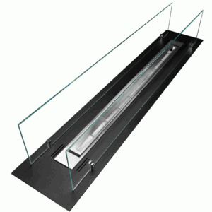 Bioethanol-Einbaukamin 100 cm – Schwarz Matt mit Glasscheiben