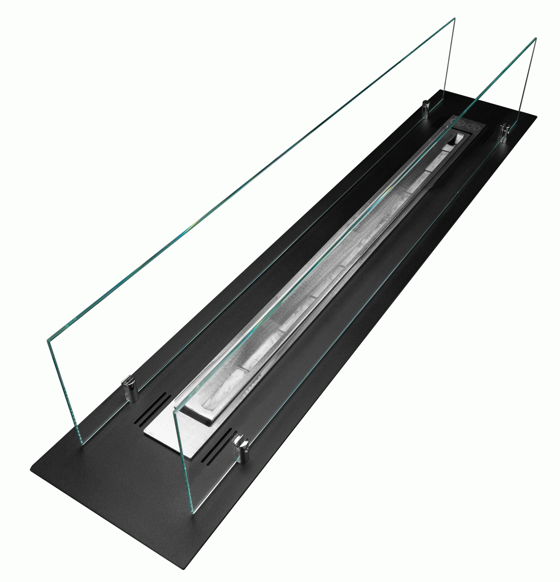 2406 Bio-Ethanol-Kamin für den Einbau, 100 cm, schwarz matt mit Gläsern