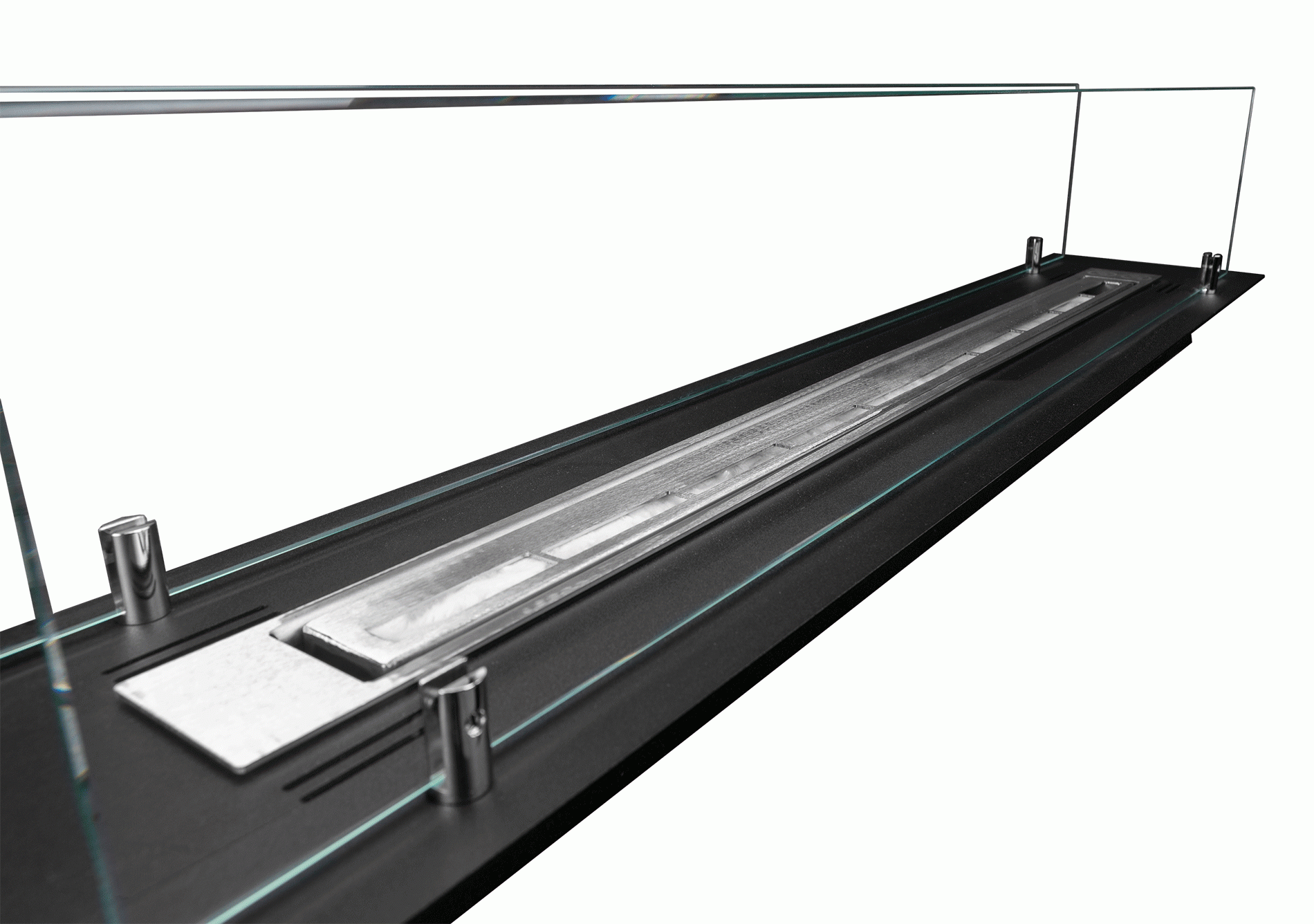 2408 Bio-Ethanol-Kamin für den Einbau, 100 cm, schwarz matt mit Gläsern