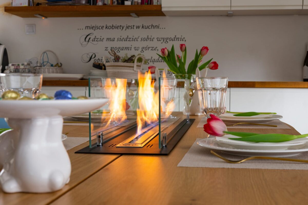 2681 Bio-Ethanol-Kamin für den Einbau, 100 cm, schwarz matt mit Gläsern