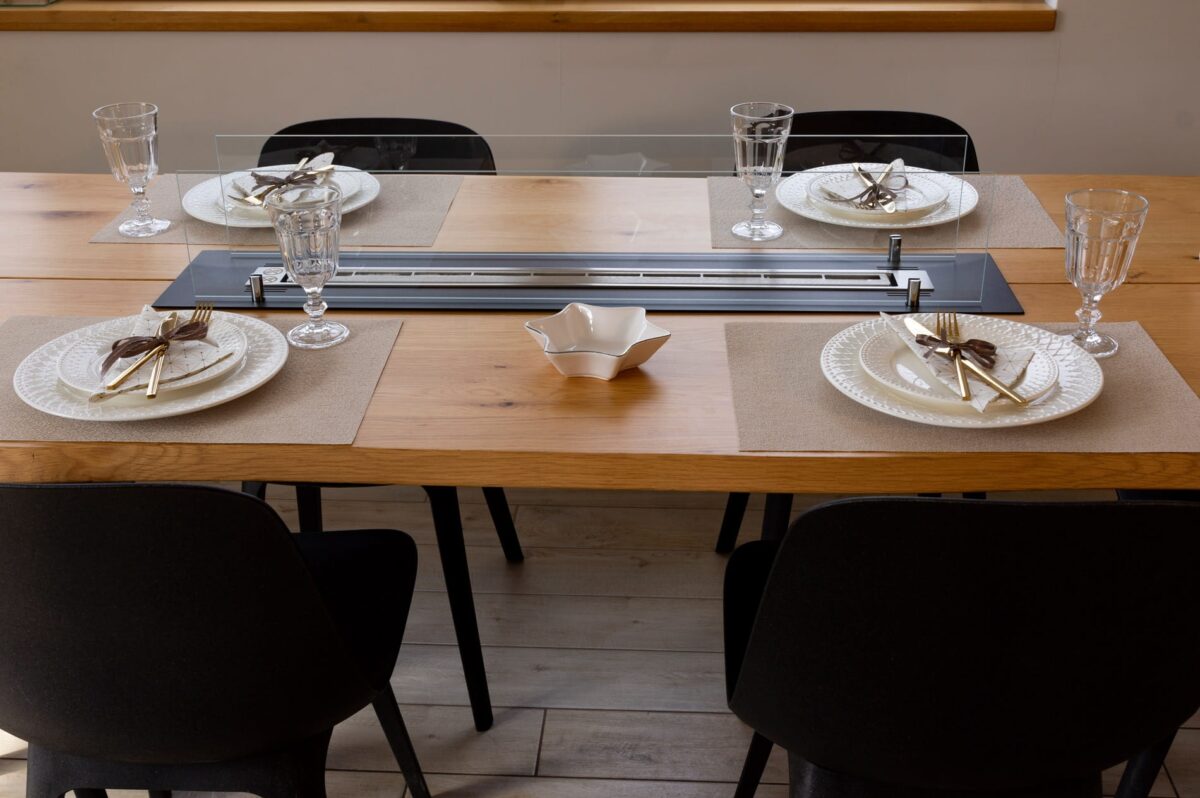 2690 Bio-Ethanol-Kamin für den Einbau, 100 cm, schwarz matt mit Gläsern