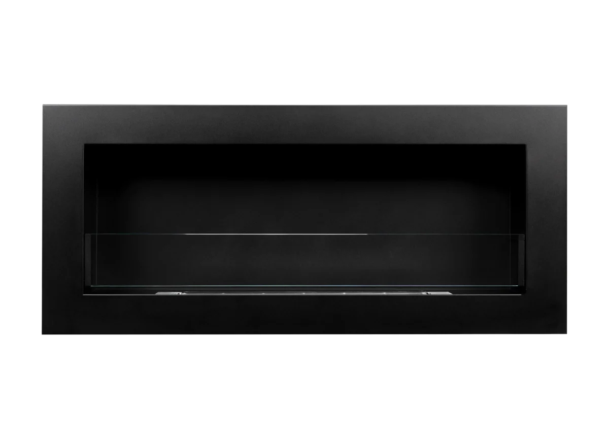 2793 Bio-Kamin 900x400 SLIM Schwarz strukturiert mit Glas