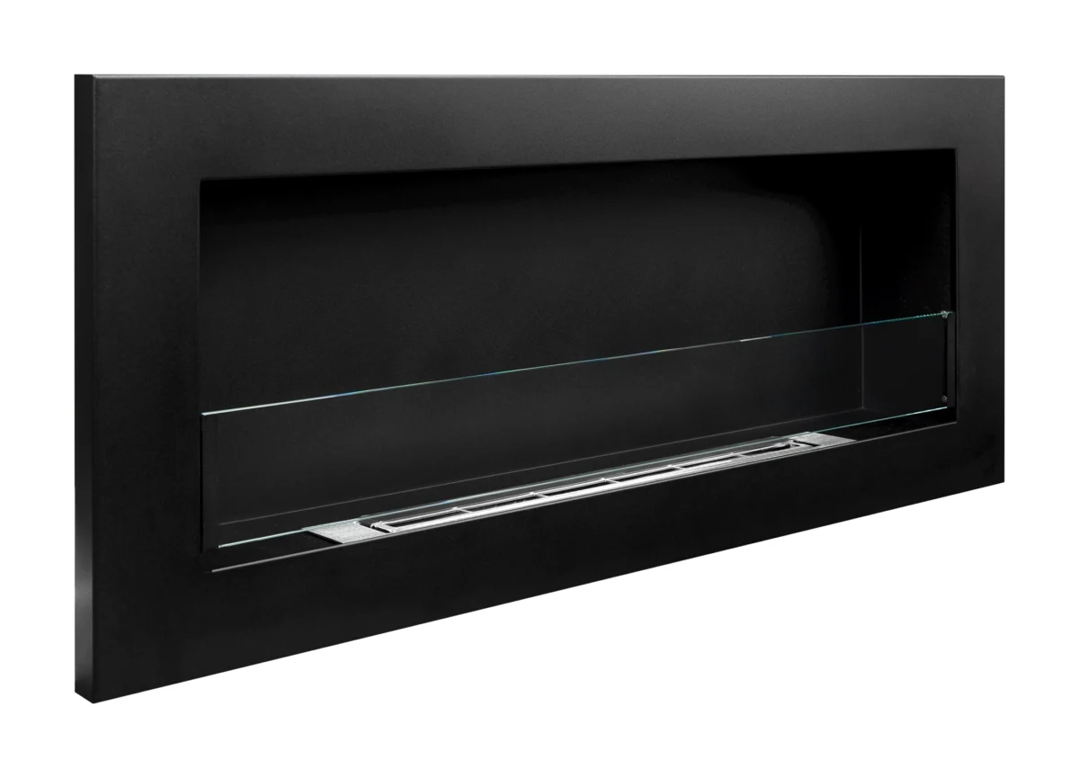 2794 Bio-Kamin 900x400 SLIM Schwarz strukturiert mit Glas