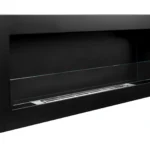 Bioethanol-Wandkamin 900 × 400 Slim – Schwarz Strukturmatt mit Glasscheibe
