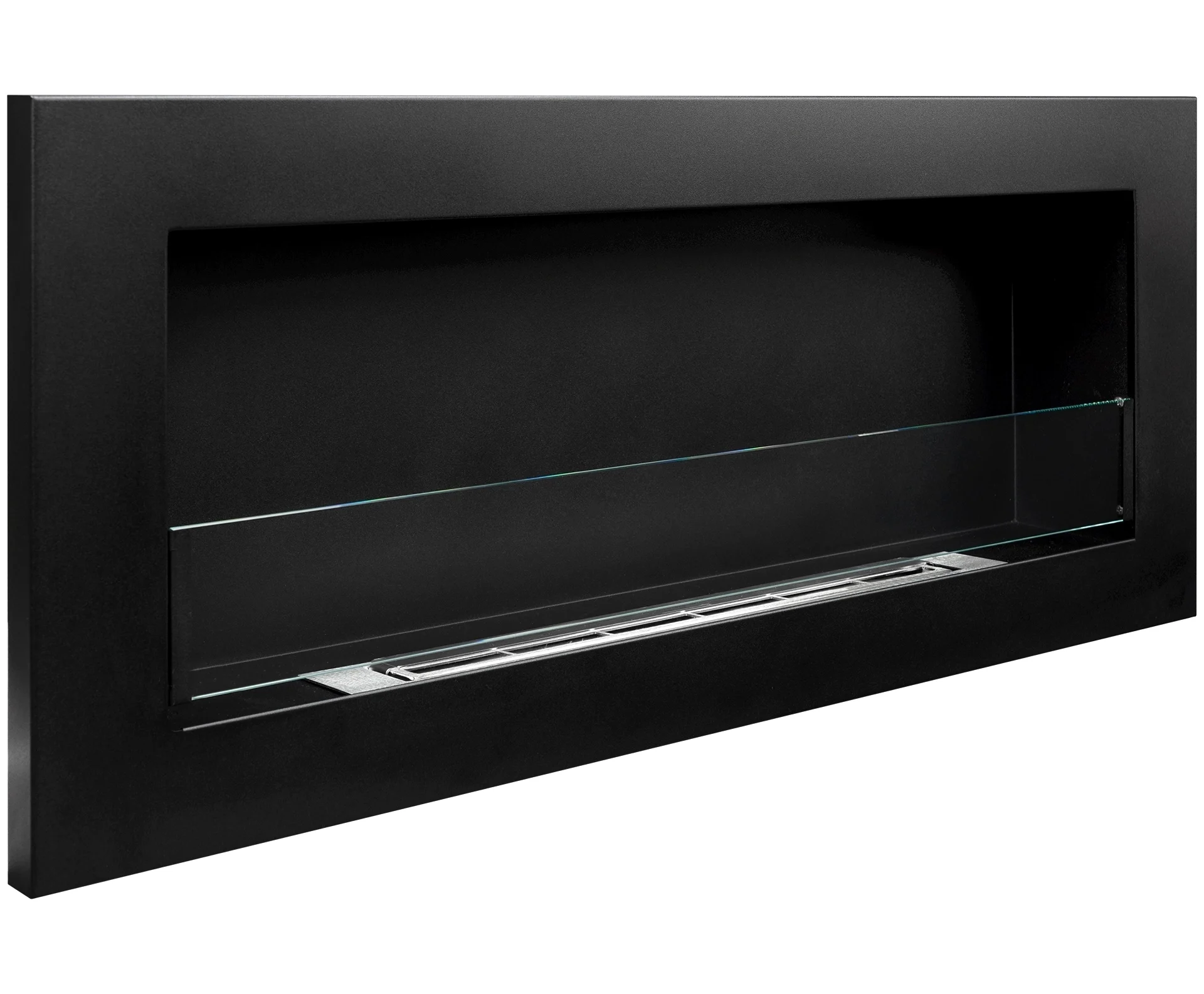2794 Bio-Kamin 900x400 SLIM Schwarz strukturiert mit Glas