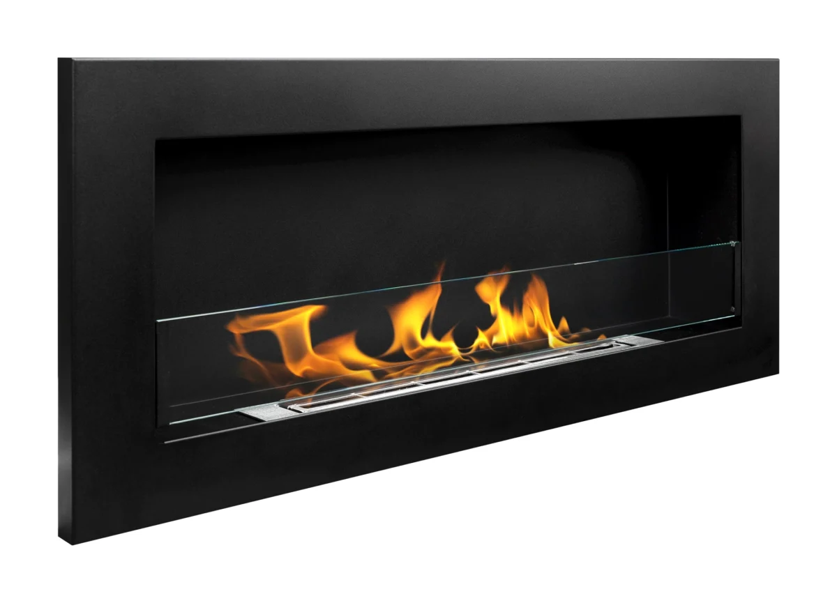2795 Bio-Kamin 900x400 SLIM Schwarz strukturiert mit Glas