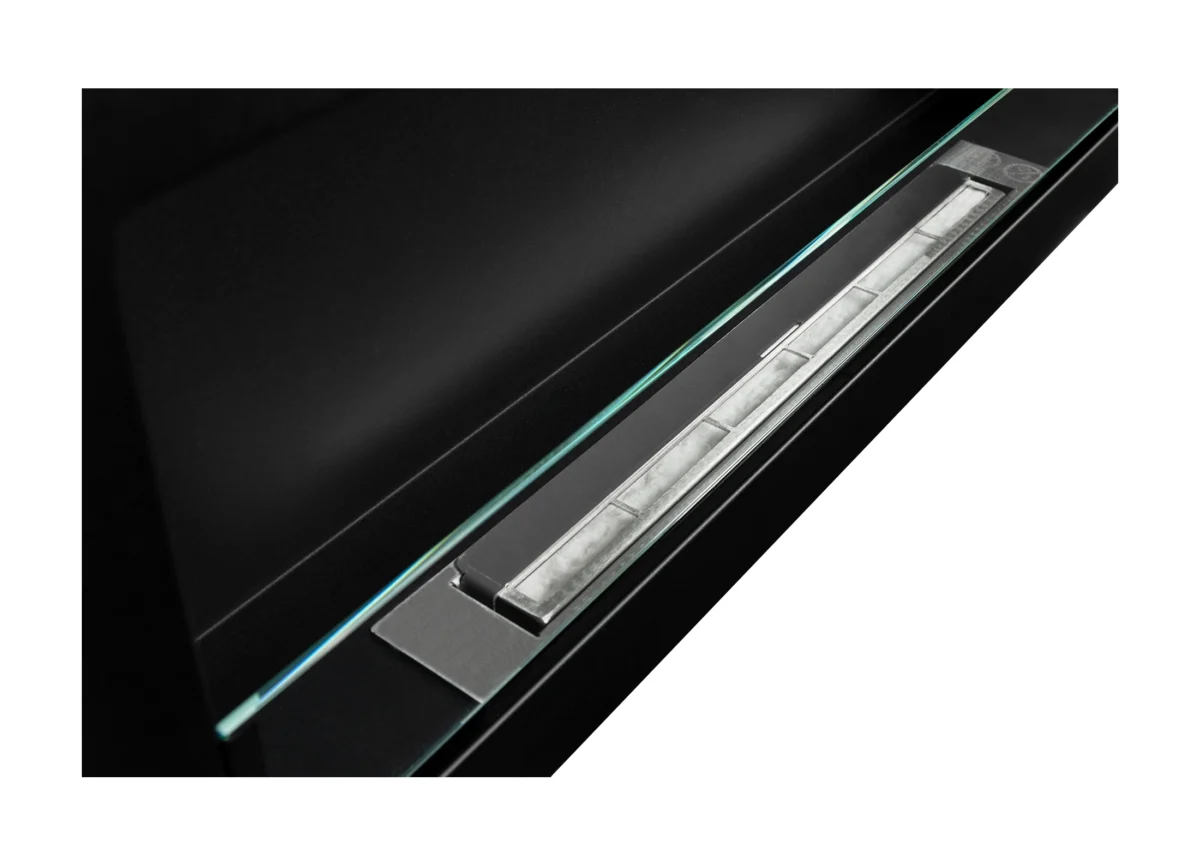 2796 Bio-Kamin 900x400 SLIM Schwarz strukturiert mit Glas