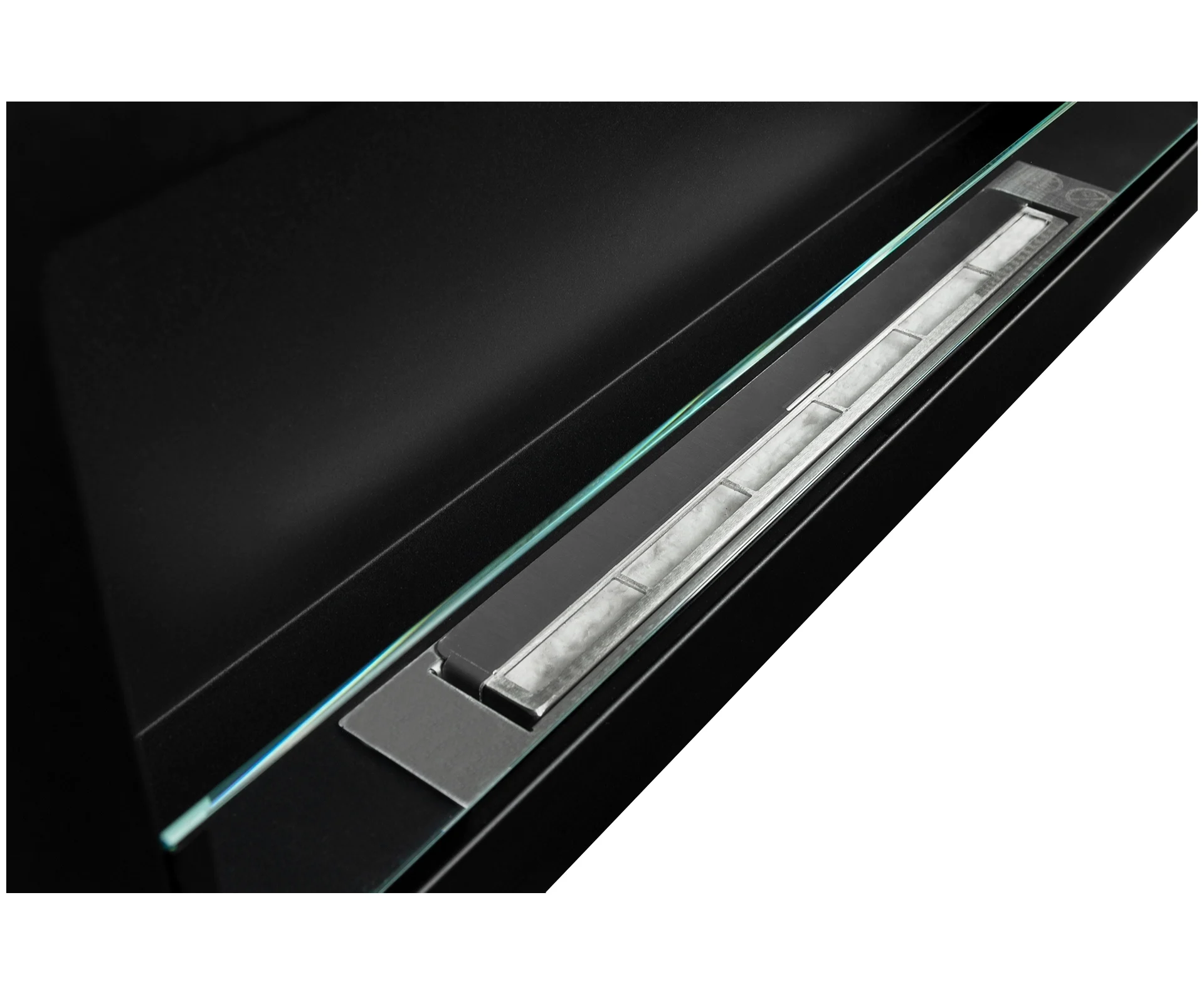 2796 Bio-Kamin 900x400 SLIM Schwarz strukturiert mit Glas