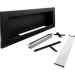 Bioethanol-Wandkamin 900 × 400 Slim – Schwarz Strukturmatt mit Glasscheibe