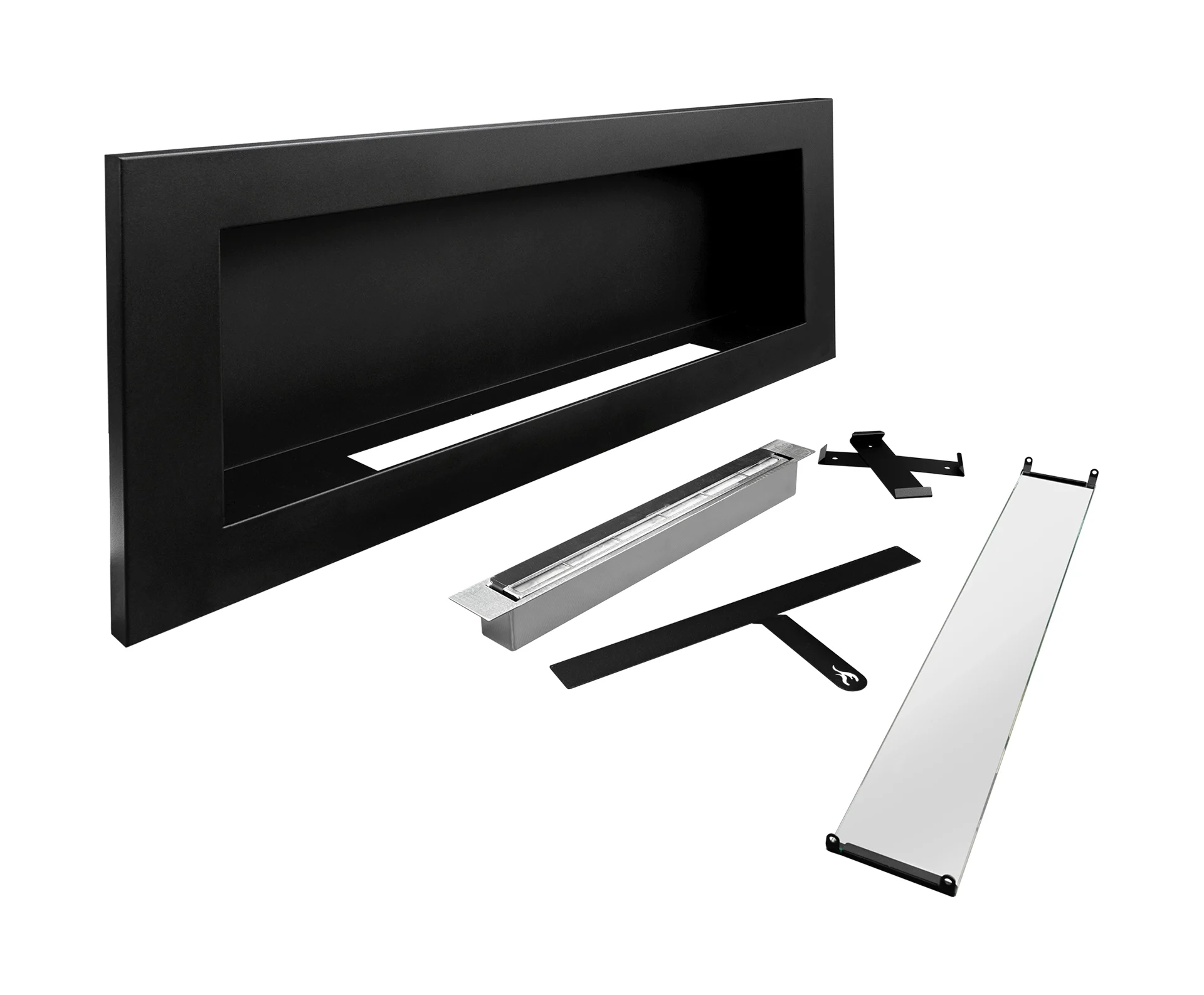 2799 Bio-Kamin 900x400 SLIM Schwarz strukturiert mit Glas