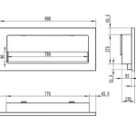 Bioethanol-Wandkamin 900 × 400 Slim – Schwarz Strukturmatt mit Glasscheibe