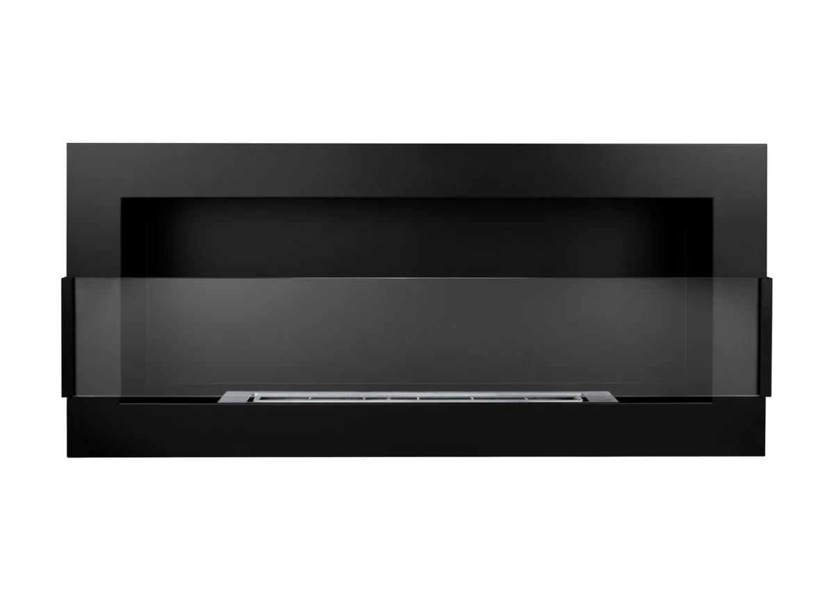 2810 Bio-Kamin 900x400 mit Glas Schwarz Strukturiert