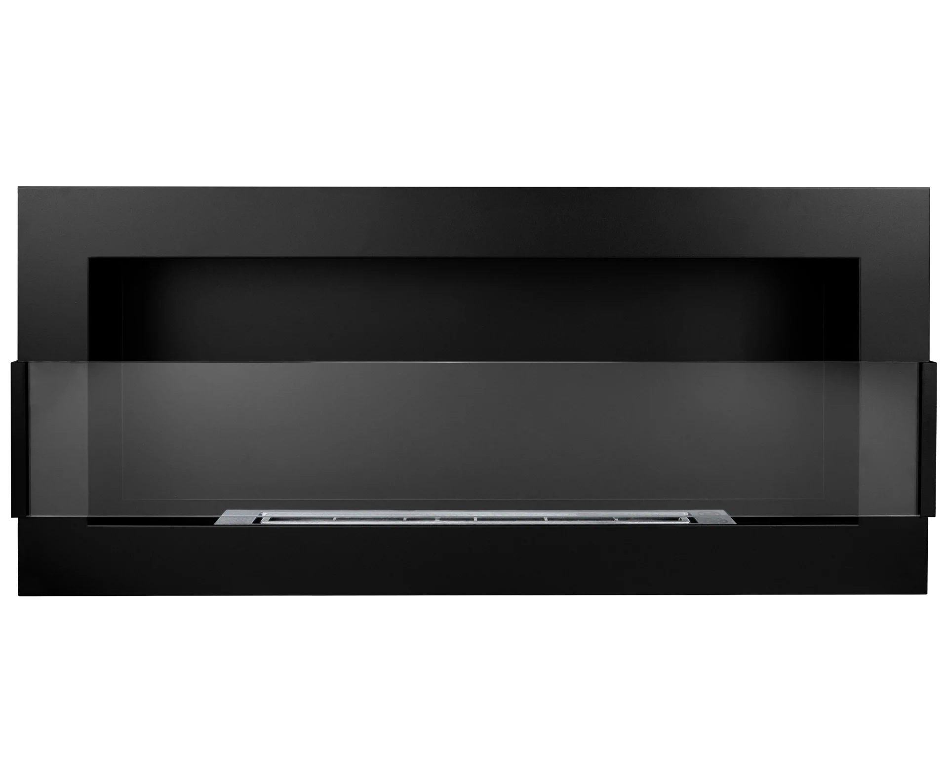 2810 Bio-Kamin 900x400 mit Glas Schwarz Strukturiert