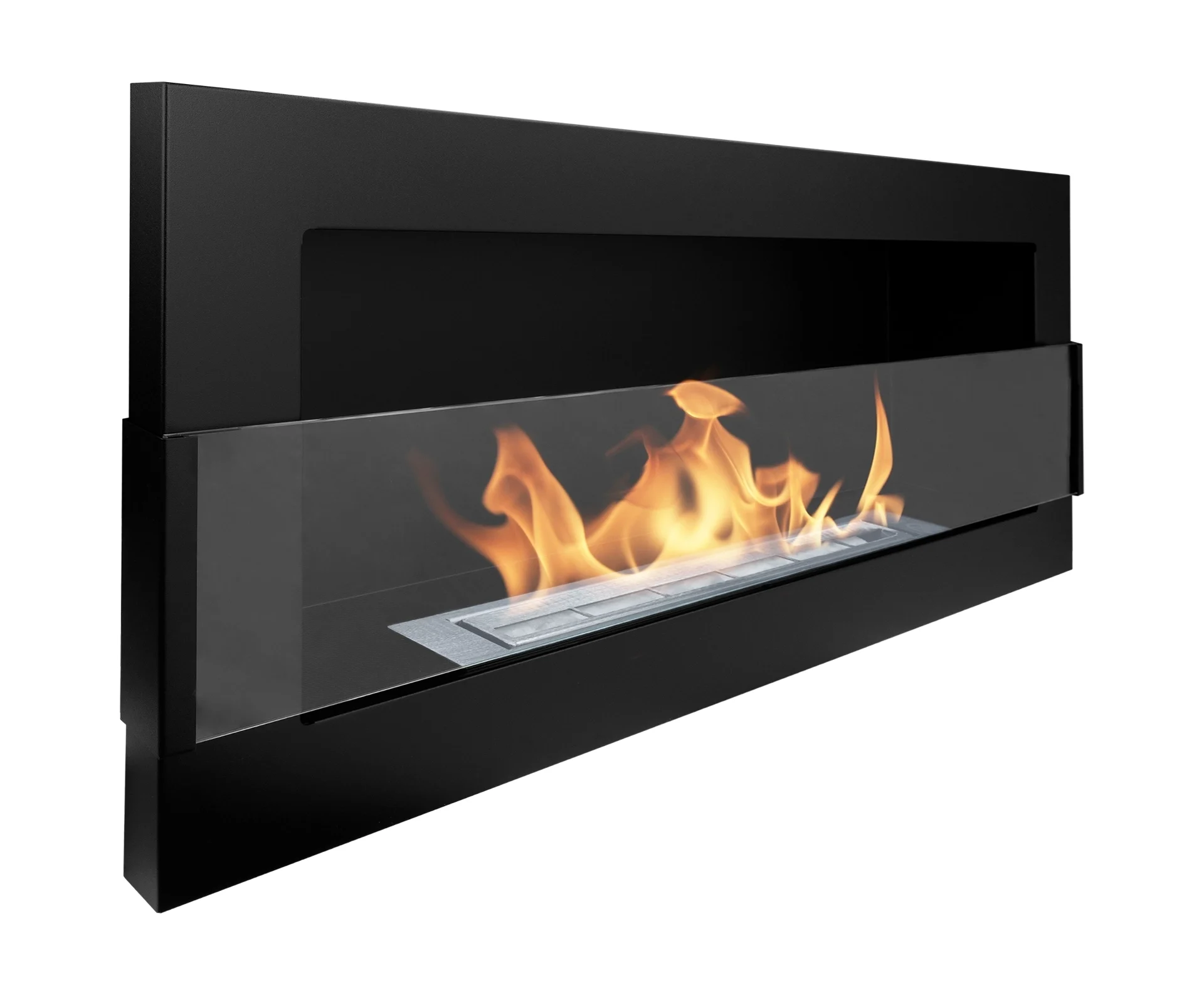 2811 Bio-Kamin 900x400 mit Glas Schwarz Strukturiert