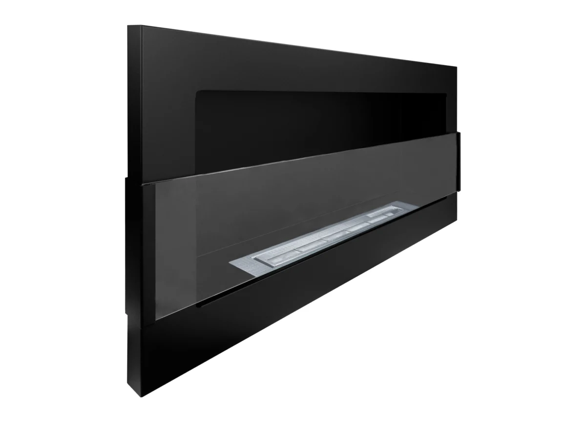 2812 Bio-Kamin 900x400 mit Glas Schwarz Strukturiert