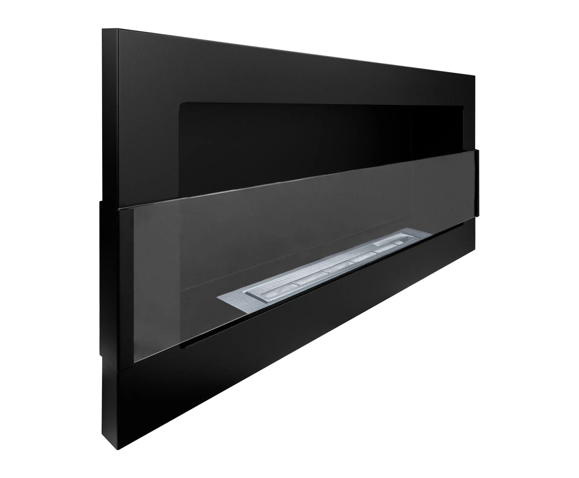 2812 Bio-Kamin 900x400 mit Glas Schwarz Strukturiert
