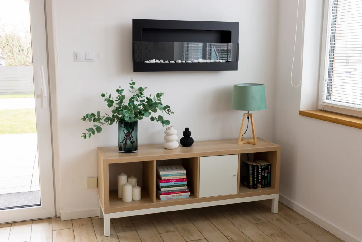 2818 Bio-Kamin 900x400 mit Glas Schwarz Strukturiert