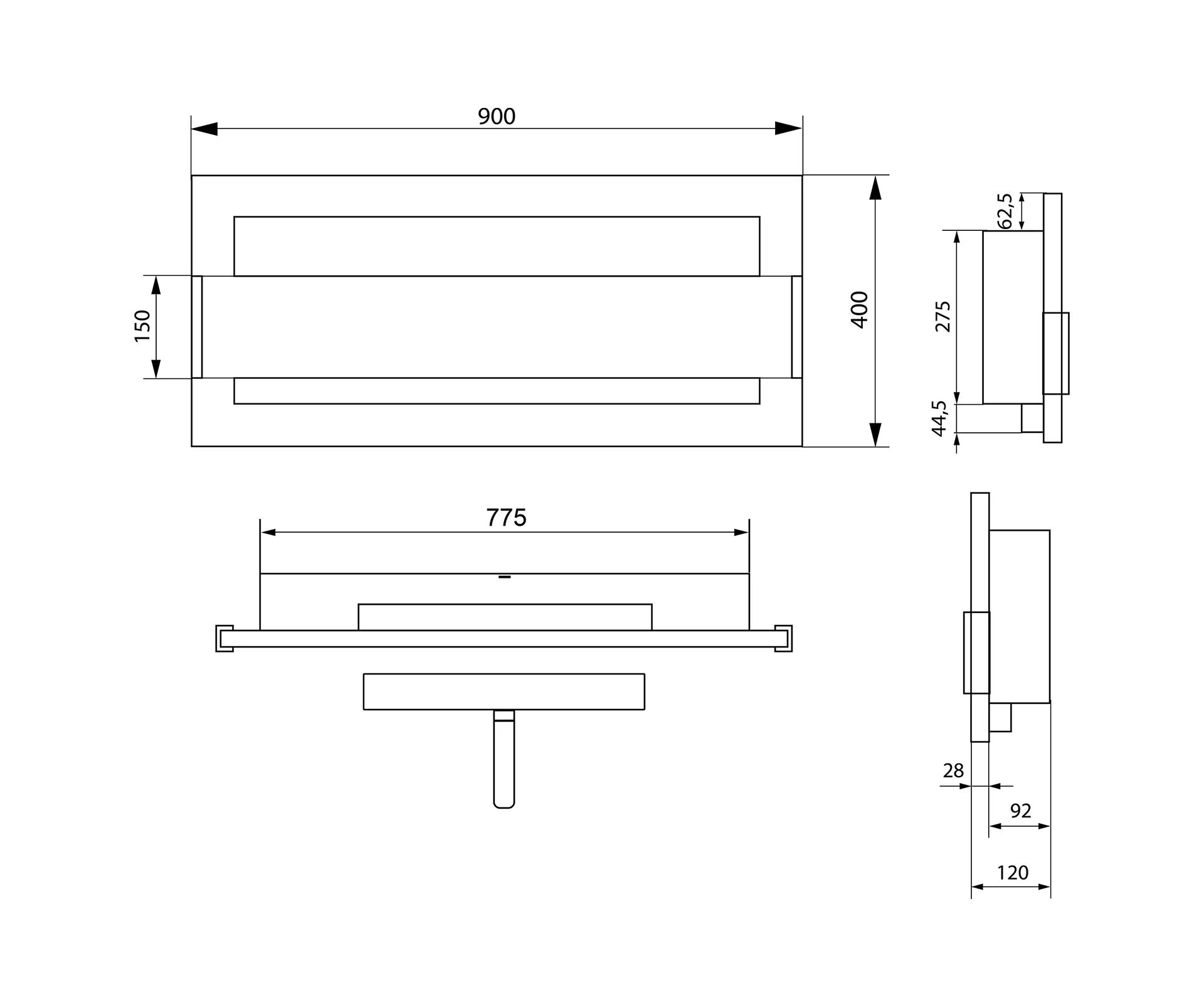 2822 Bio-Kamin 900x400 mit Glas Schwarz Strukturiert