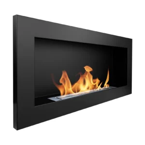Bioethanol-Wandkamin 900 × 400 – Schwarz Strukturmatt