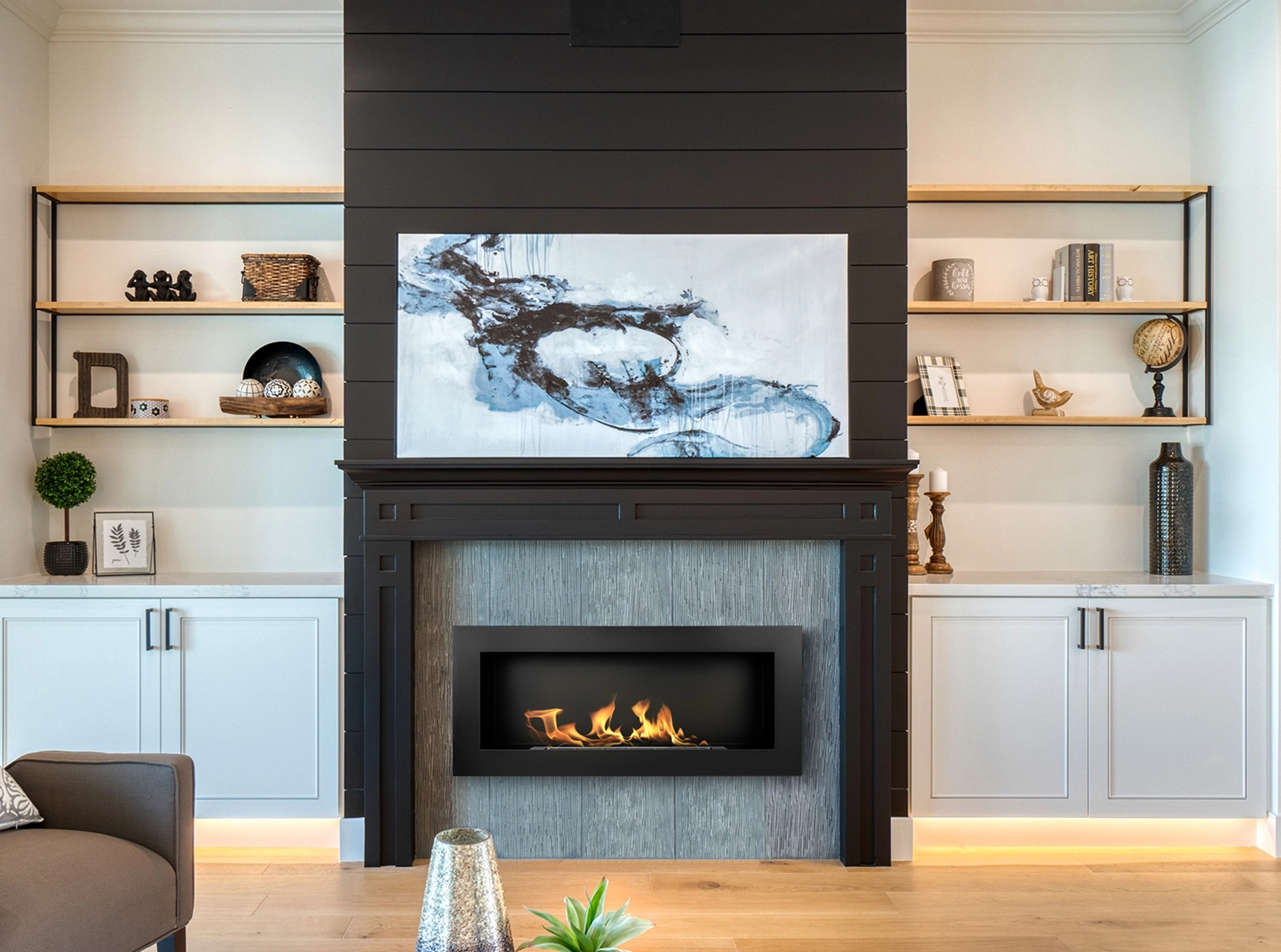 2830 Bio-Kamin 900x400 Schwarz Strukturell
