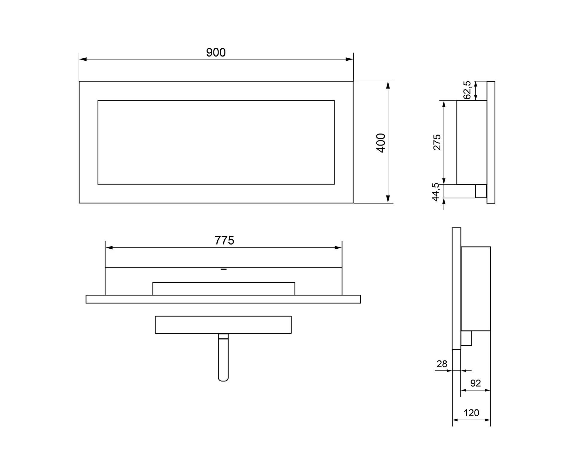 2833 Bio-Kamin 900x400 Schwarz Strukturell