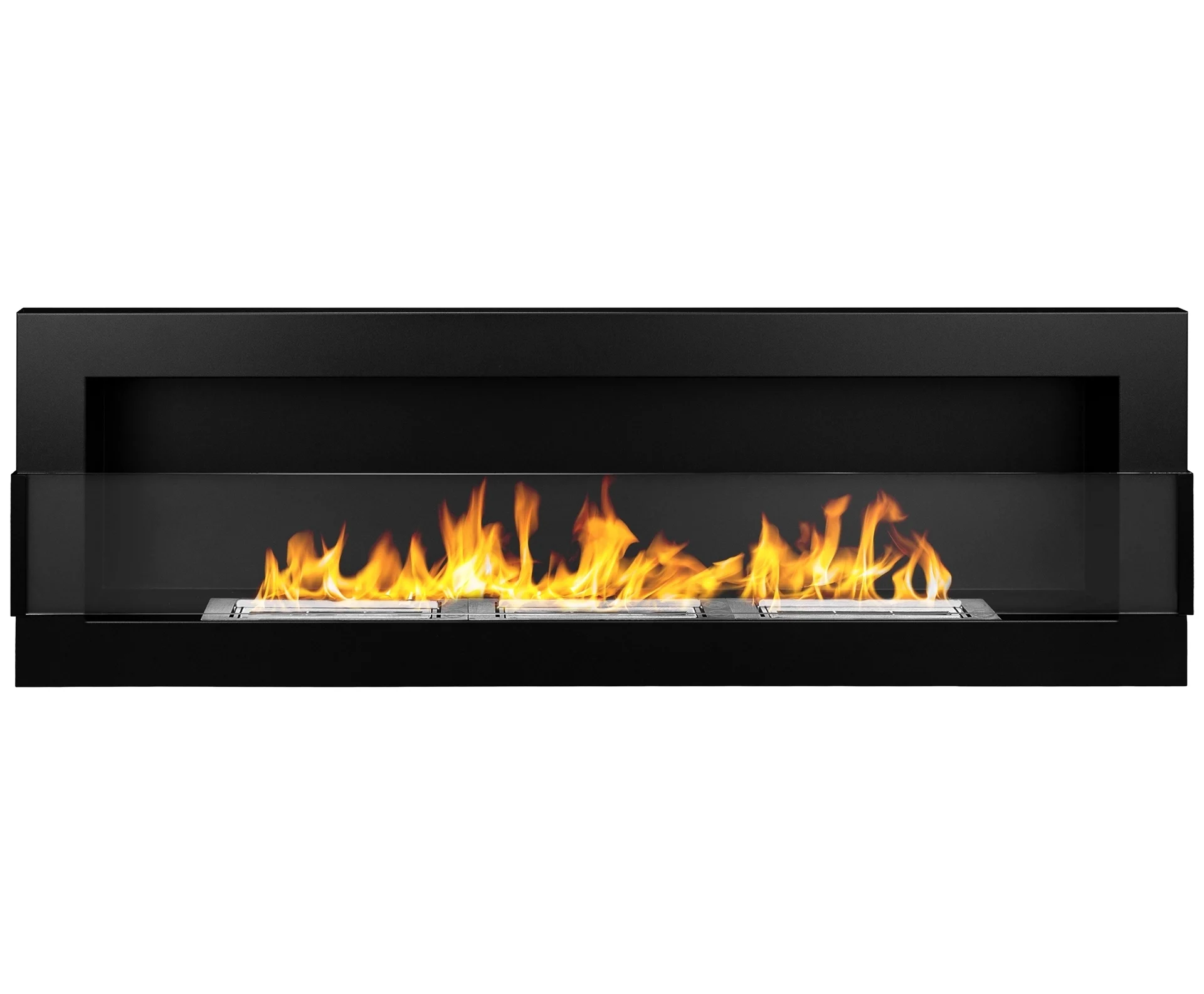 2835 BIOKAMIN 1200X400 schwarz strukturiert mit Glas