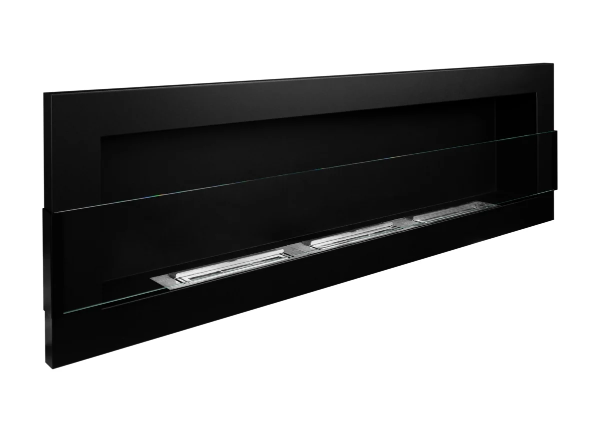 2836 BIOKAMIN 1200X400 schwarz strukturiert mit Glas