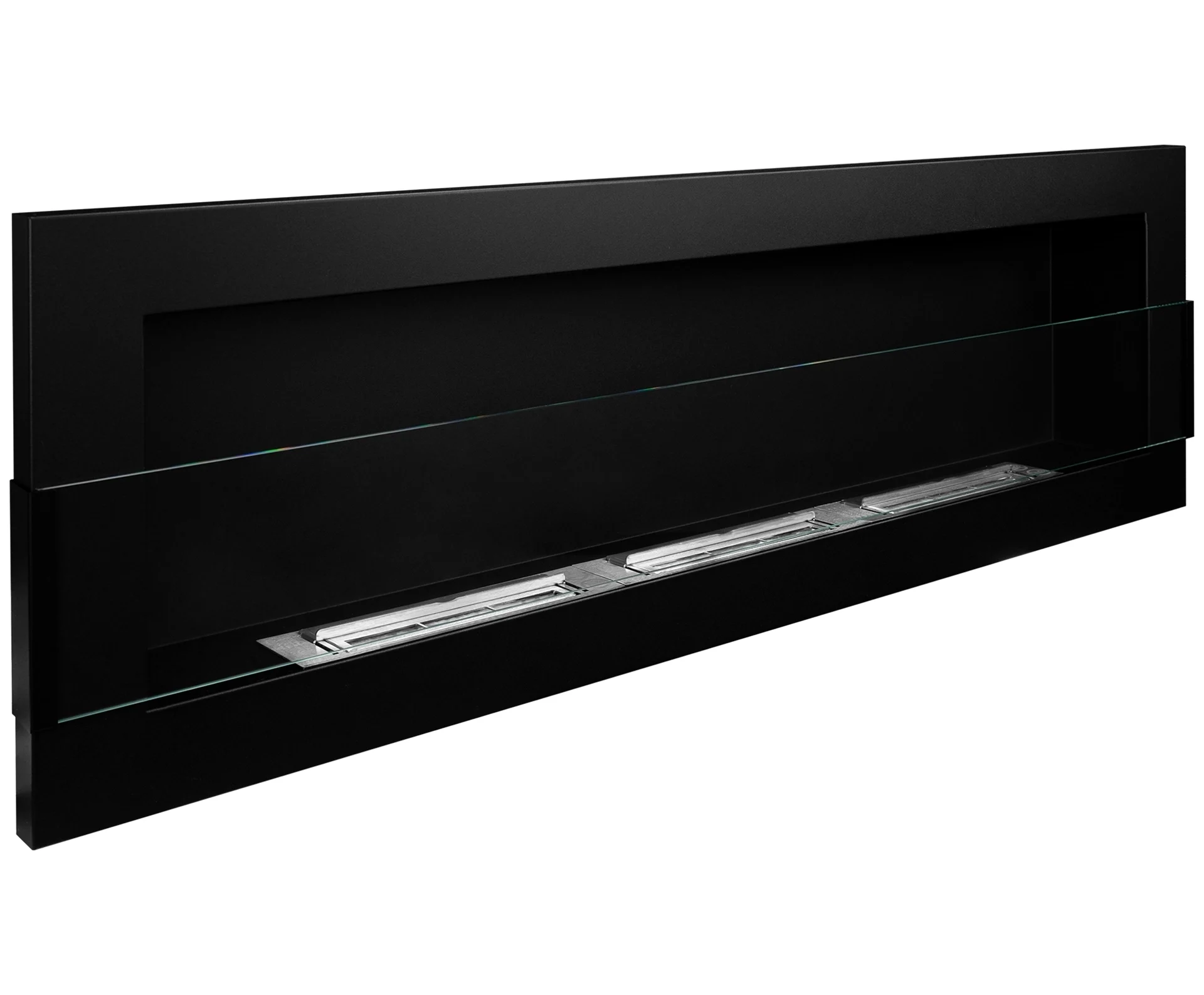 2836 BIOKAMIN 1200X400 schwarz strukturiert mit Glas