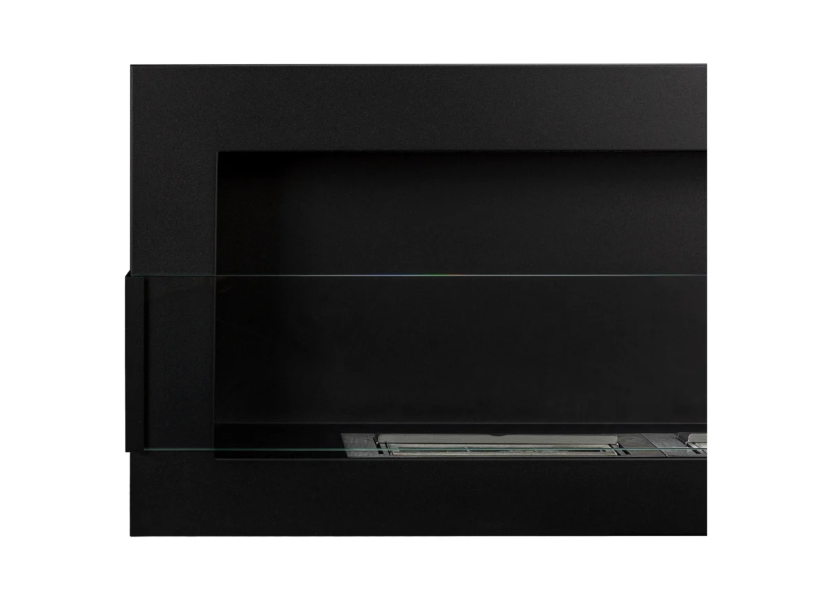 2838 BIOKAMIN 1200X400 schwarz strukturiert mit Glas