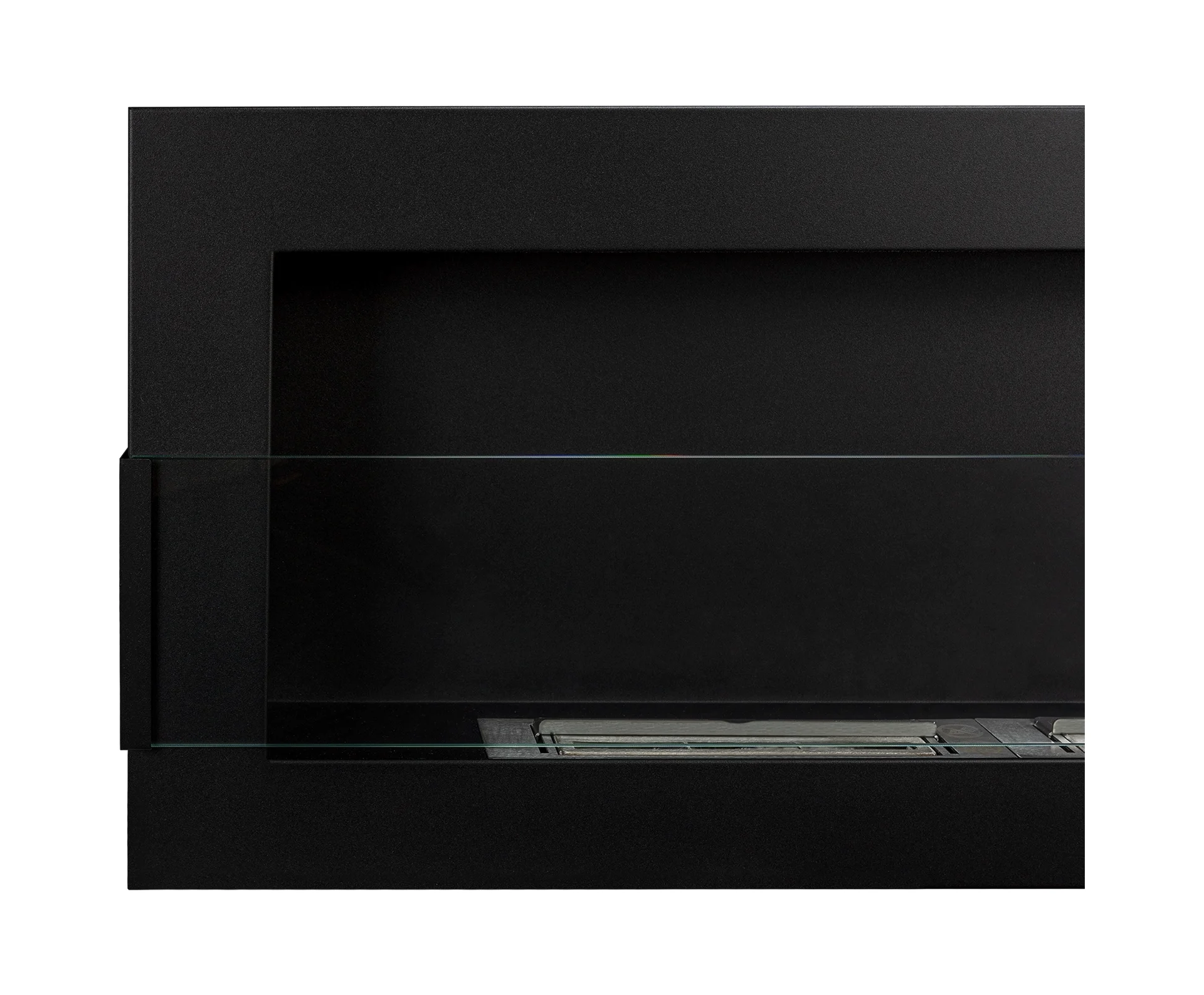2838 BIOKAMIN 1200X400 schwarz strukturiert mit Glas