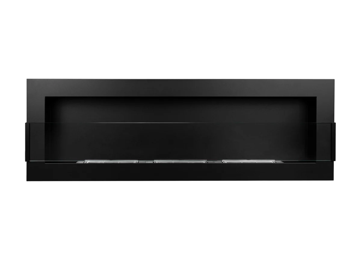 2842 BIOKAMIN 1200X400 schwarz strukturiert mit Glas