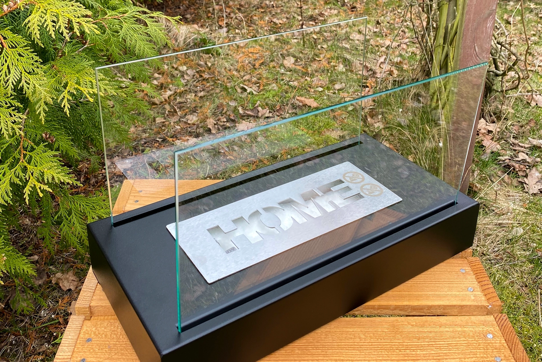 2866 Freistehender Bio-Kamin Home schwarz strukturiert matt