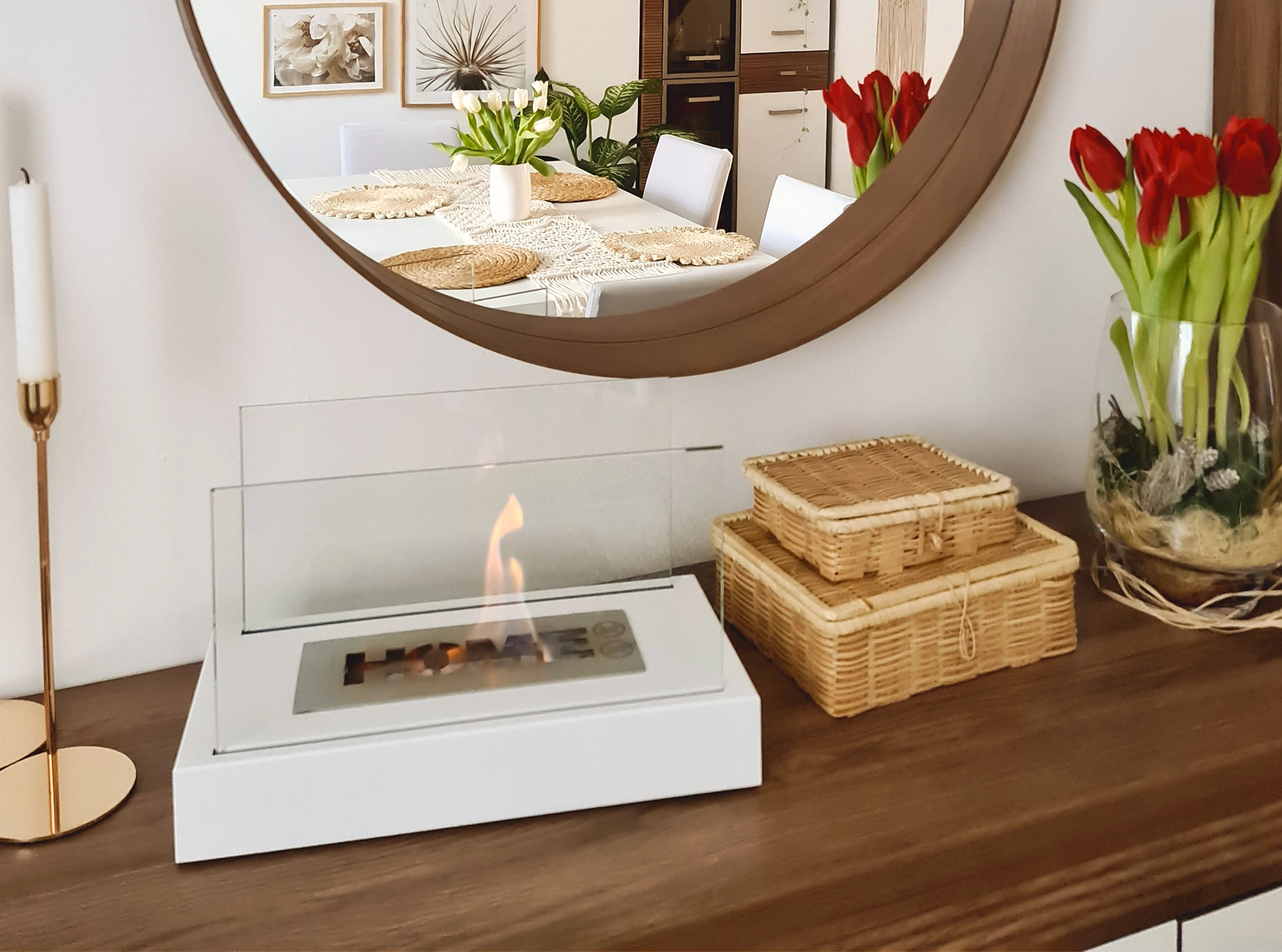 2890 Freistehender Bio-Kamin Home weiß strukturiert matt