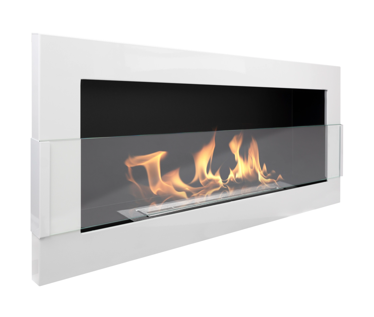 3125 Bio-Kamin 900x400 mit Glas Weiß Hochglanz