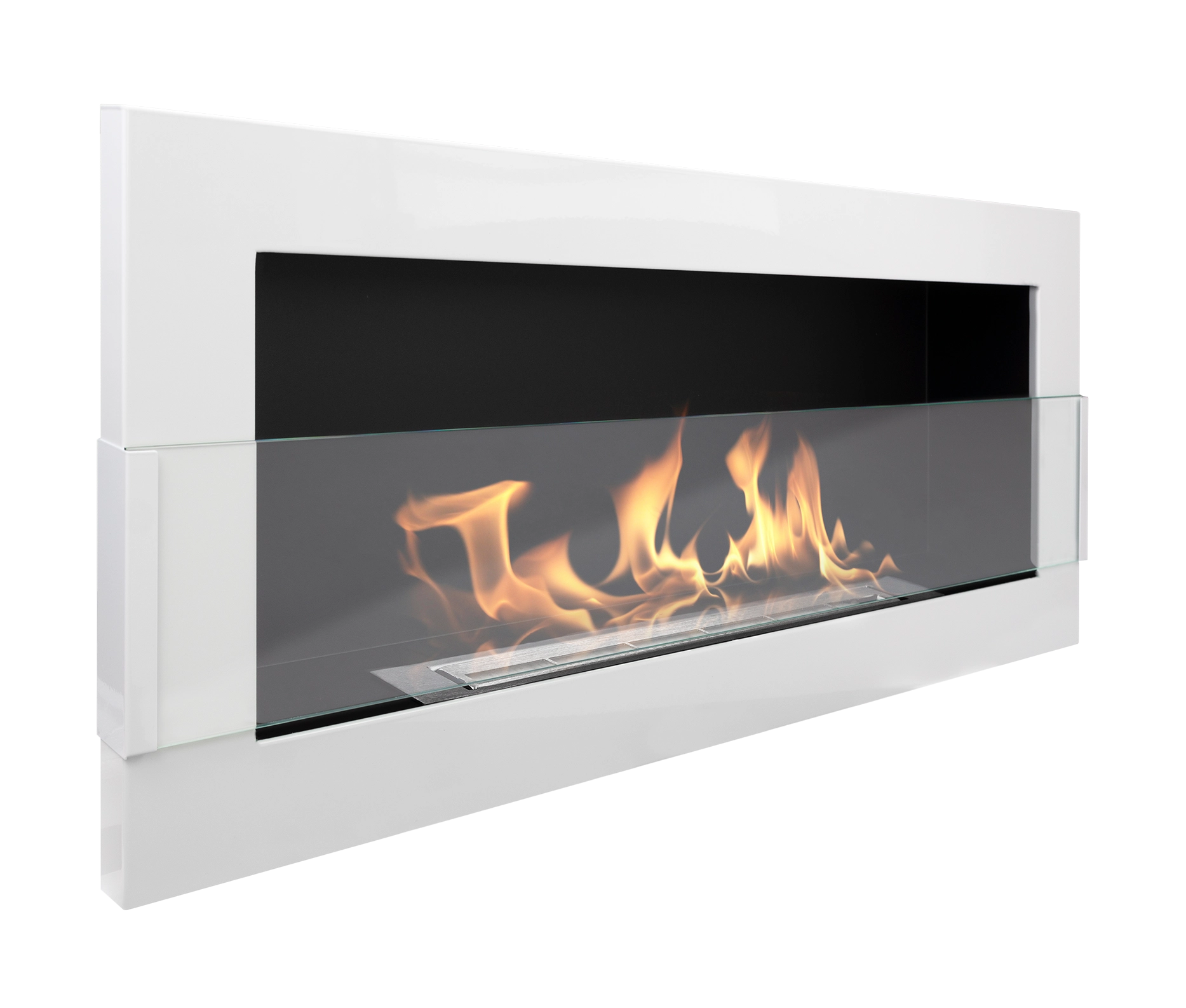 3125 Bio-Kamin 900x400 mit Glas Weiß Hochglanz