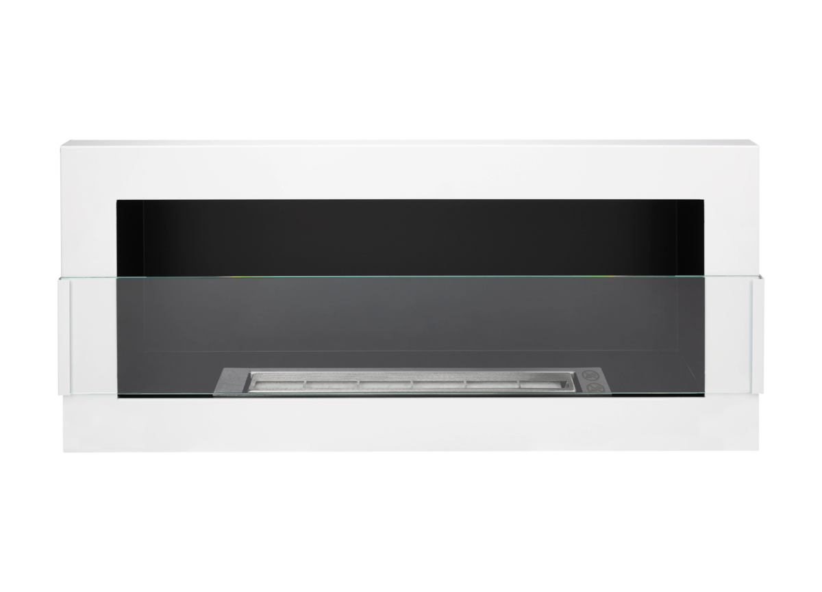 3127 Bio-Kamin 900x400 mit Glas Weiß Hochglanz