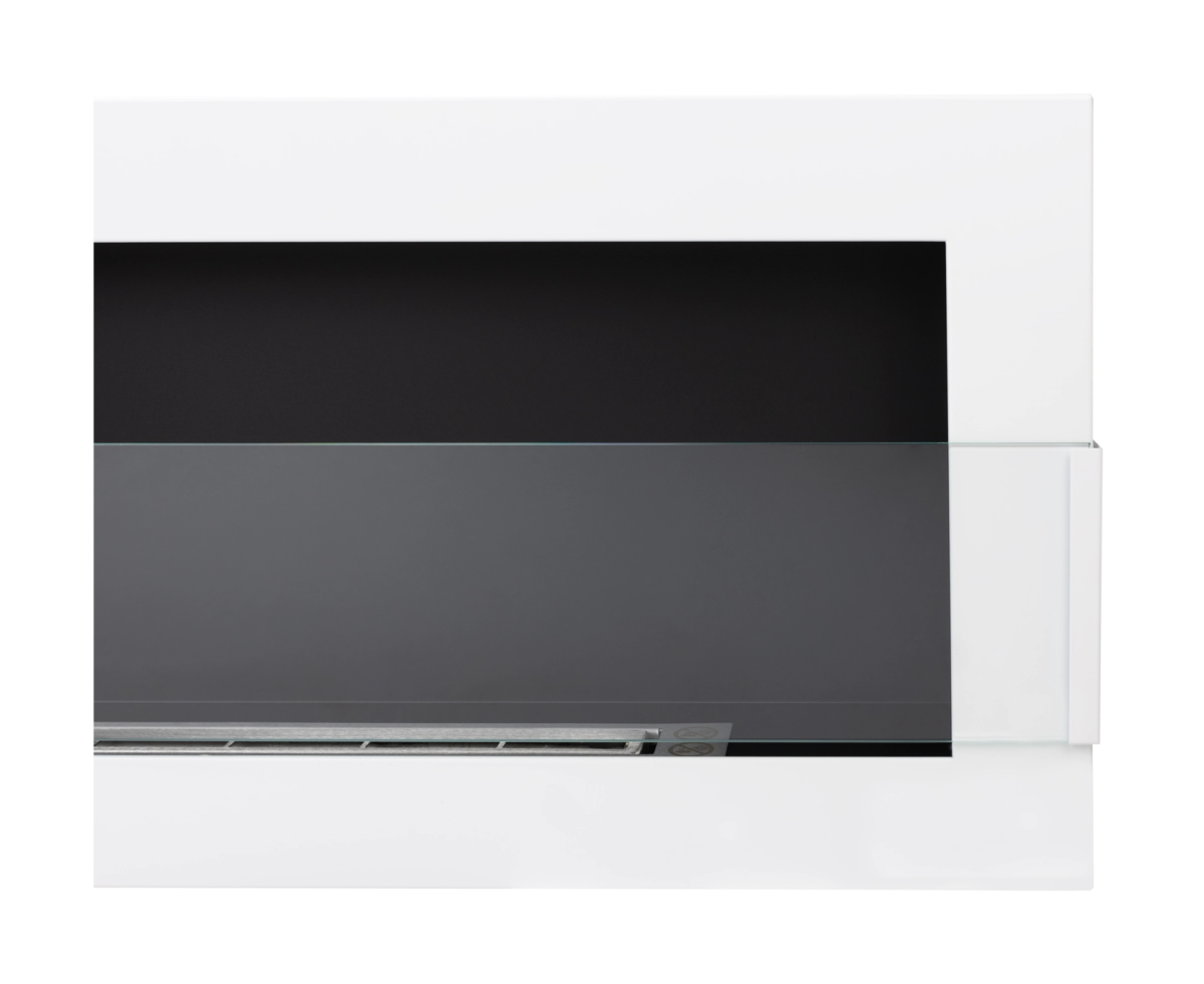 3128 Bio-Kamin 900x400 mit Glas Weiß Hochglanz