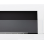 3128 Bioethanol-Wandkamin 900 × 400 – Weiss Hochglanz mit Glasscheibe