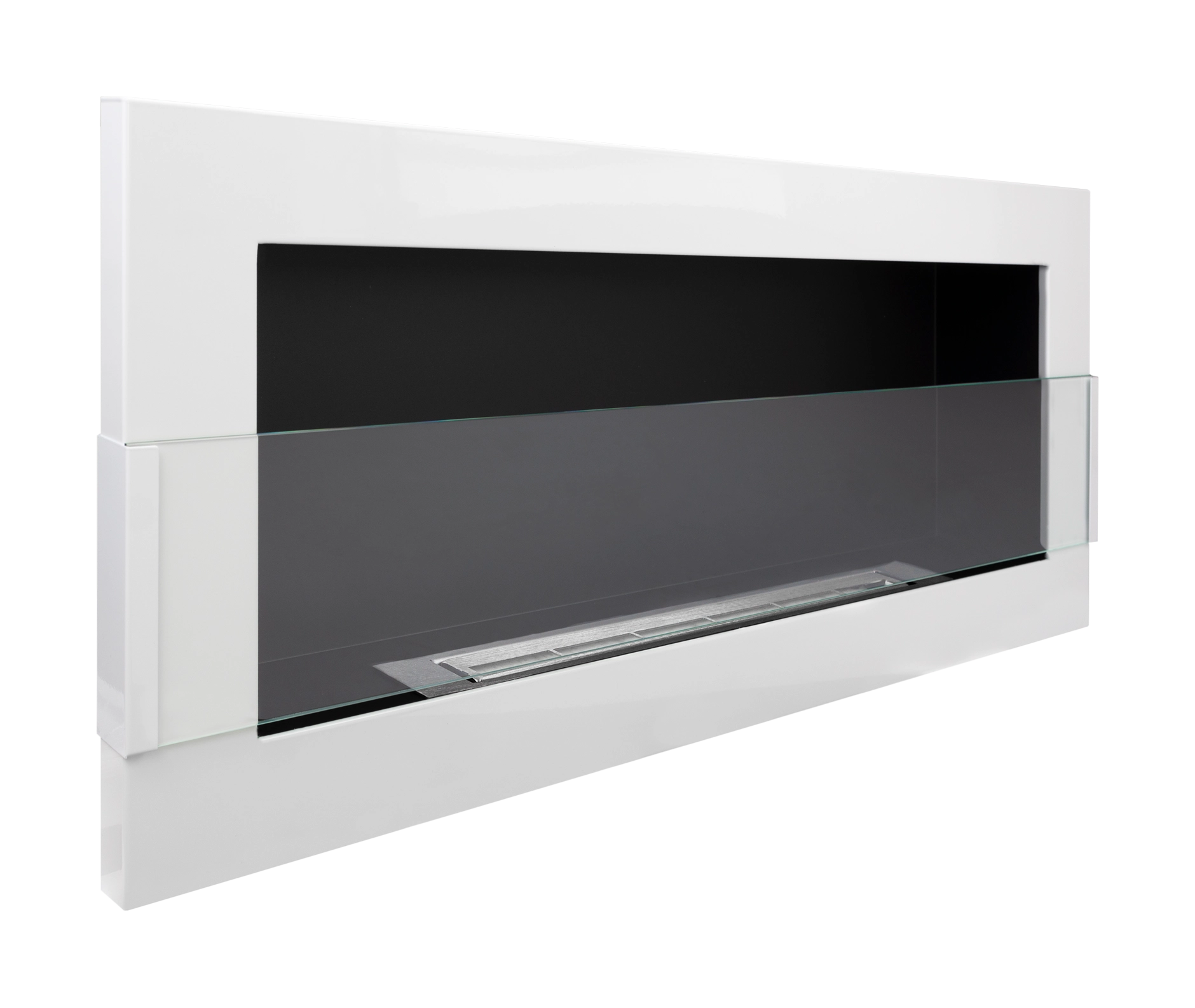 3131 Bio-Kamin 900x400 mit Glas Weiß Hochglanz