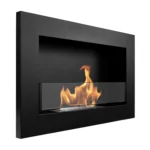 Bioethanol-Wandkamin 650 × 400 Slim – Schwarz mit Glasscheibe