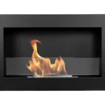 Bioethanol-Wandkamin 650 × 400 Slim – Schwarz mit Glasscheibe