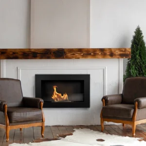 Bioethanol-Wandkamin 650 × 400 Slim – Schwarz mit Glasscheibe